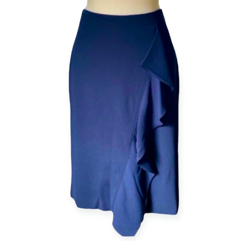 J. Crew Flounced Navy Blue Wrap Ruffle Skirt size women's 4 - j crew - flirty